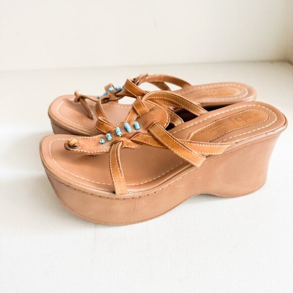 Vintage Urban Behaviour Brown Chunky Platform Leather Sandals 8 - Picture 4 of 11